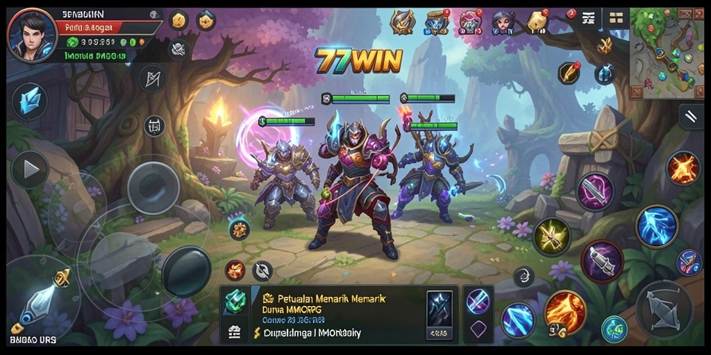 Screenshot menunjukkan aksi seru dalam game MMORPG 77WIN.