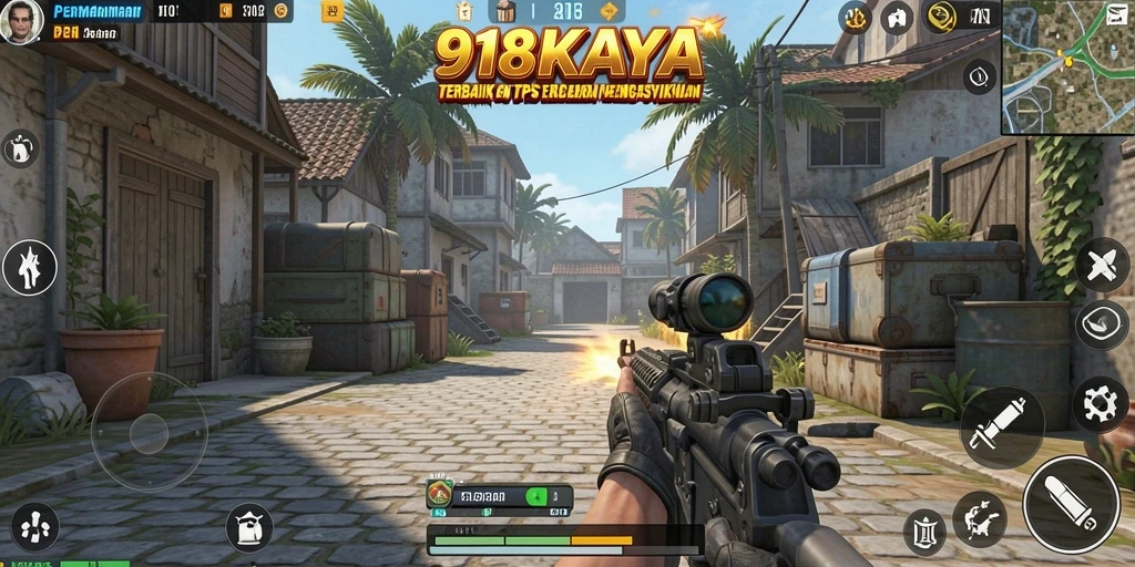 Tampilan gameplay seru dari 918KAYA dengan aksi pertarungan TPS.