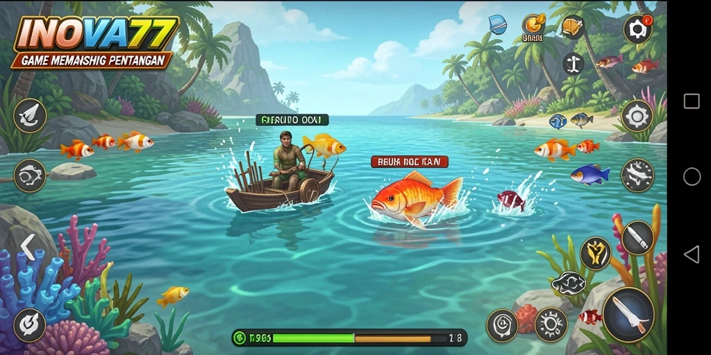 Tangkapan ikan besar dalam gameplay memancing yang seru di INOVA77.