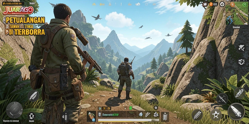 Screenshot gameplay JUARAGO menampilkan aksi eksplorasi di dunia terbuka.