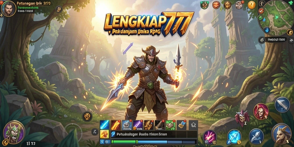 Tampilan gameplay RPG LENGKAP777 yang penuh aksi dan petualangan.