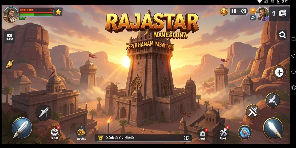 Tampilan gameplay RAJASTAR yang mendebarkan saat mempertahankan menara.